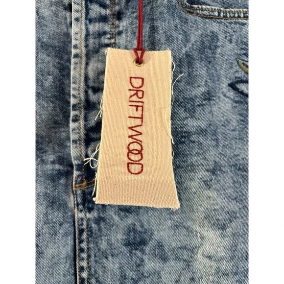Driftwood Stef Embroidered Floral Blue Denim Jean Skirt Women’s Size 30 NWT - Picture 4 of 10